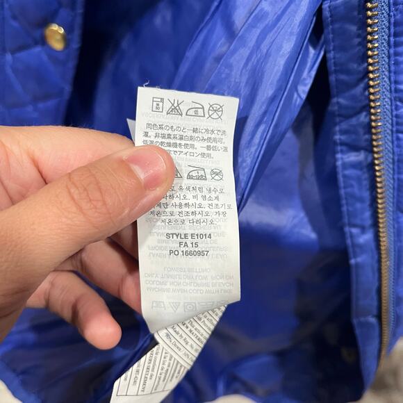 J CREW Womens Shiny Quilted Field Vest Jacket Size XSP Blue Sleeveless Down - Picture 6 of 8